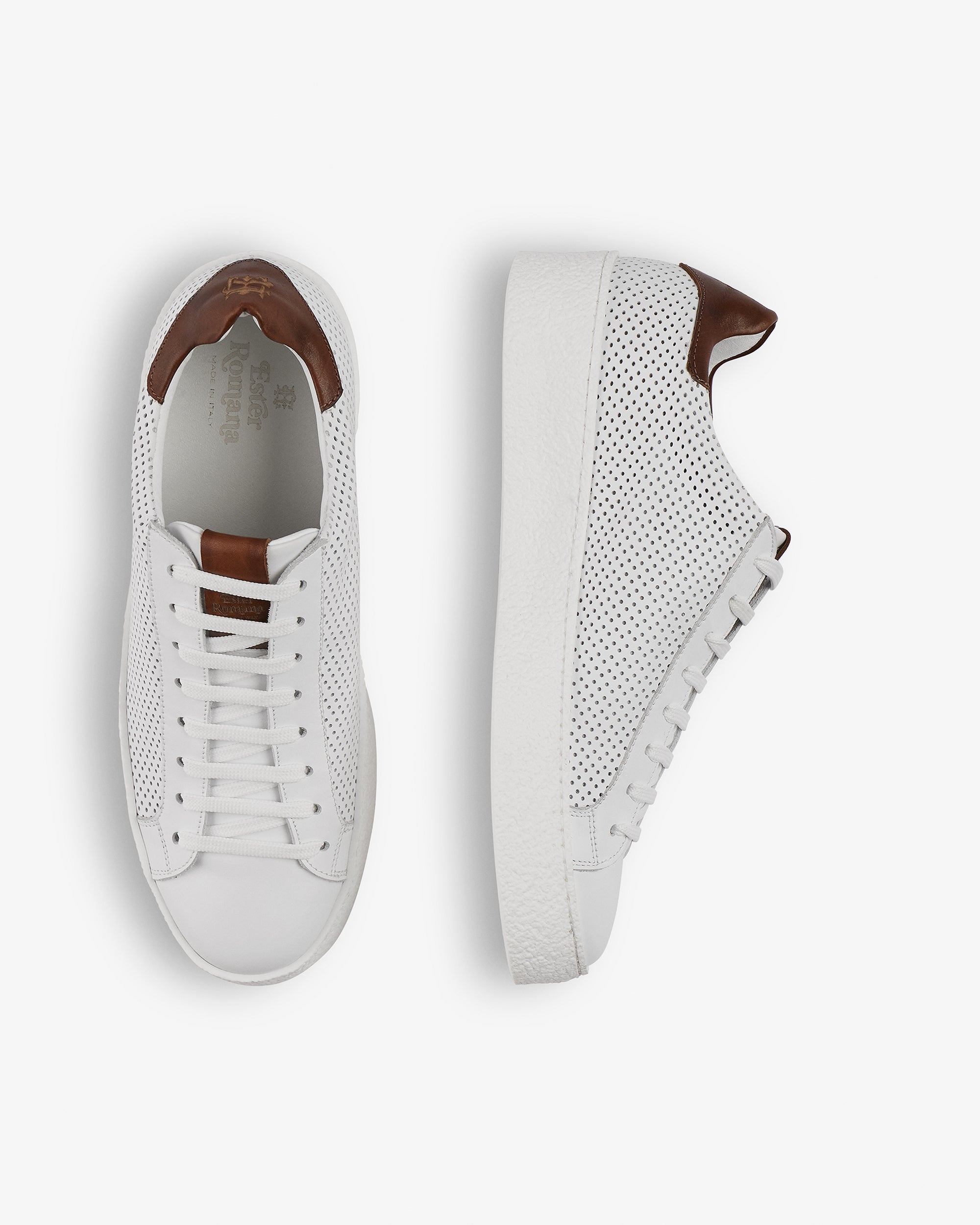 Daniele White perforated Low Leather Sneaker - Image 3
